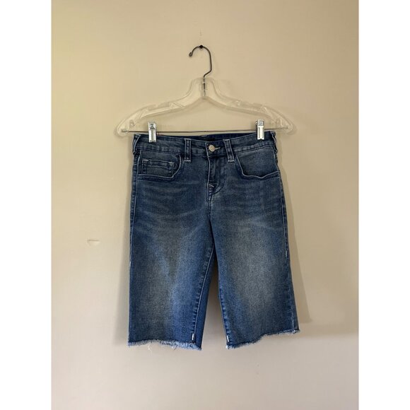 True Religion Boys 14 Blue Ricky Relaxed Straight Bermuda Shorts Stretch Denim - Picture 1 of 4